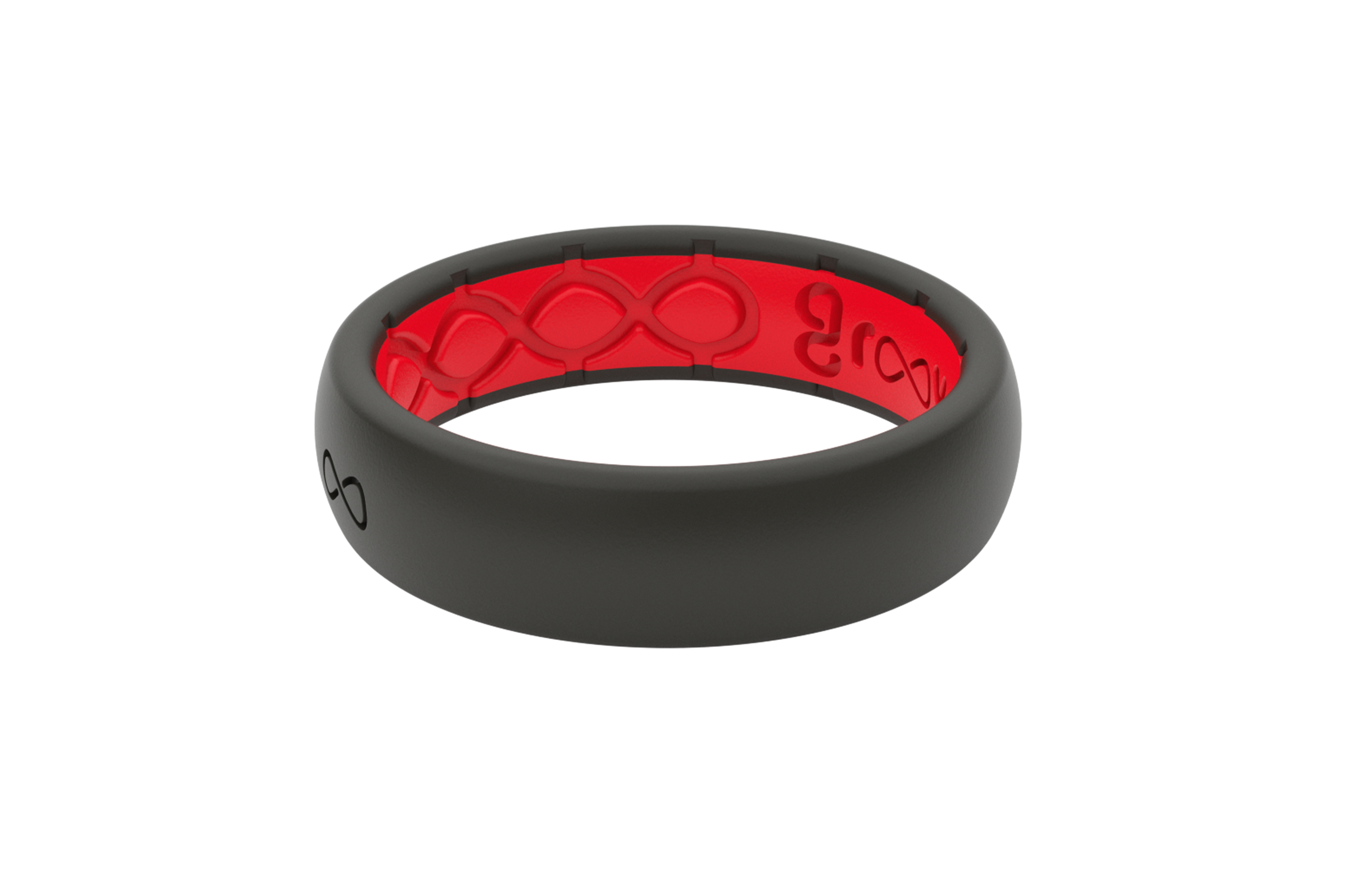 Thin Solid Midnight Black/Raspberry Red viewed on its side viewed on its side
