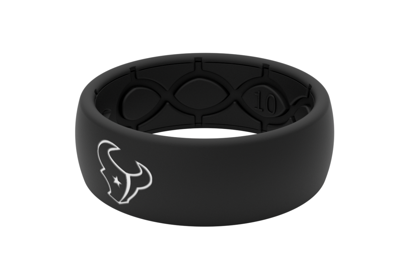 Original NFL Houston Texans Black - Groove Life Silicone Wedding Rings front view on the side