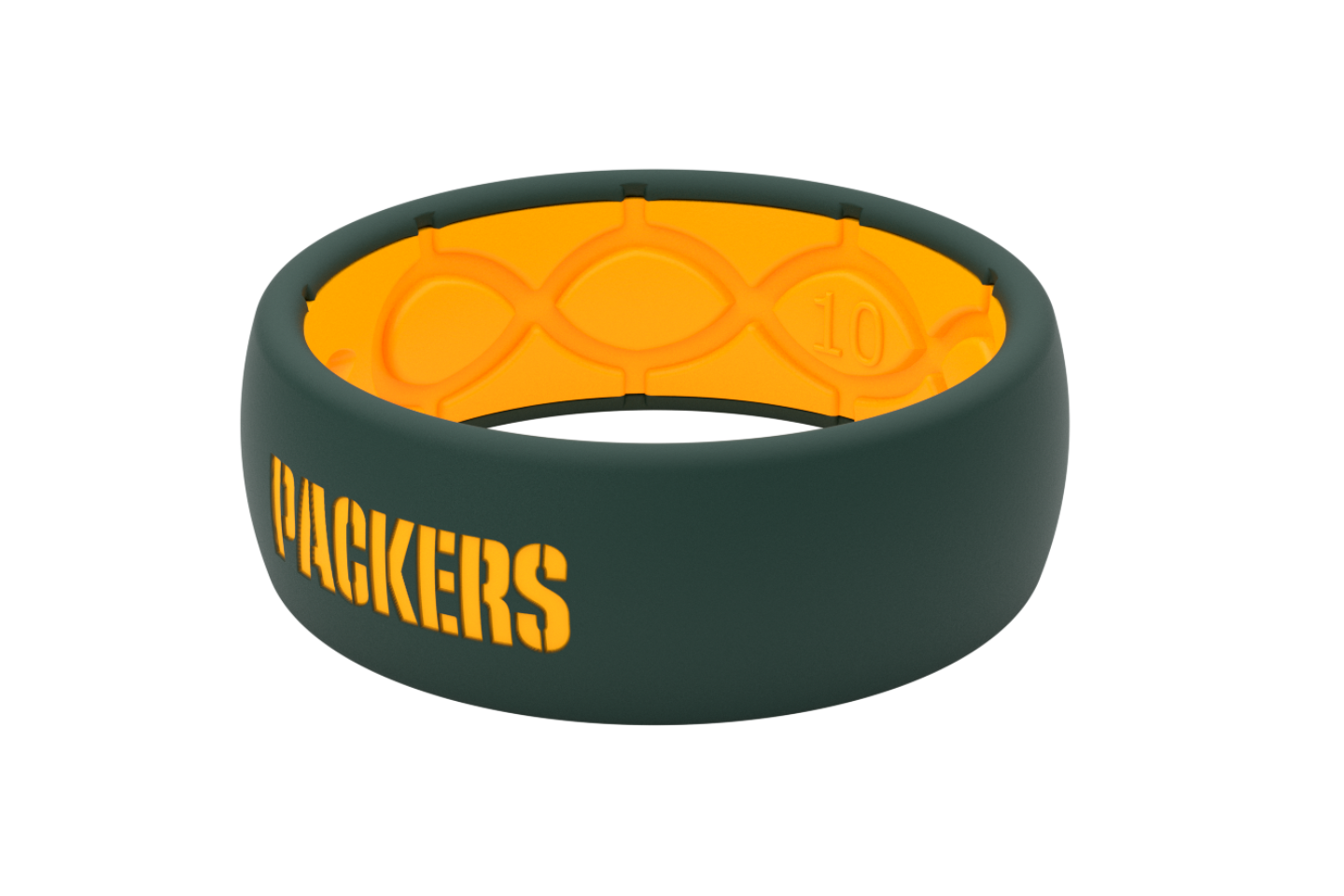Original NFL Green Bay Packers - Groove Life Silicone Wedding Rings front view on the side