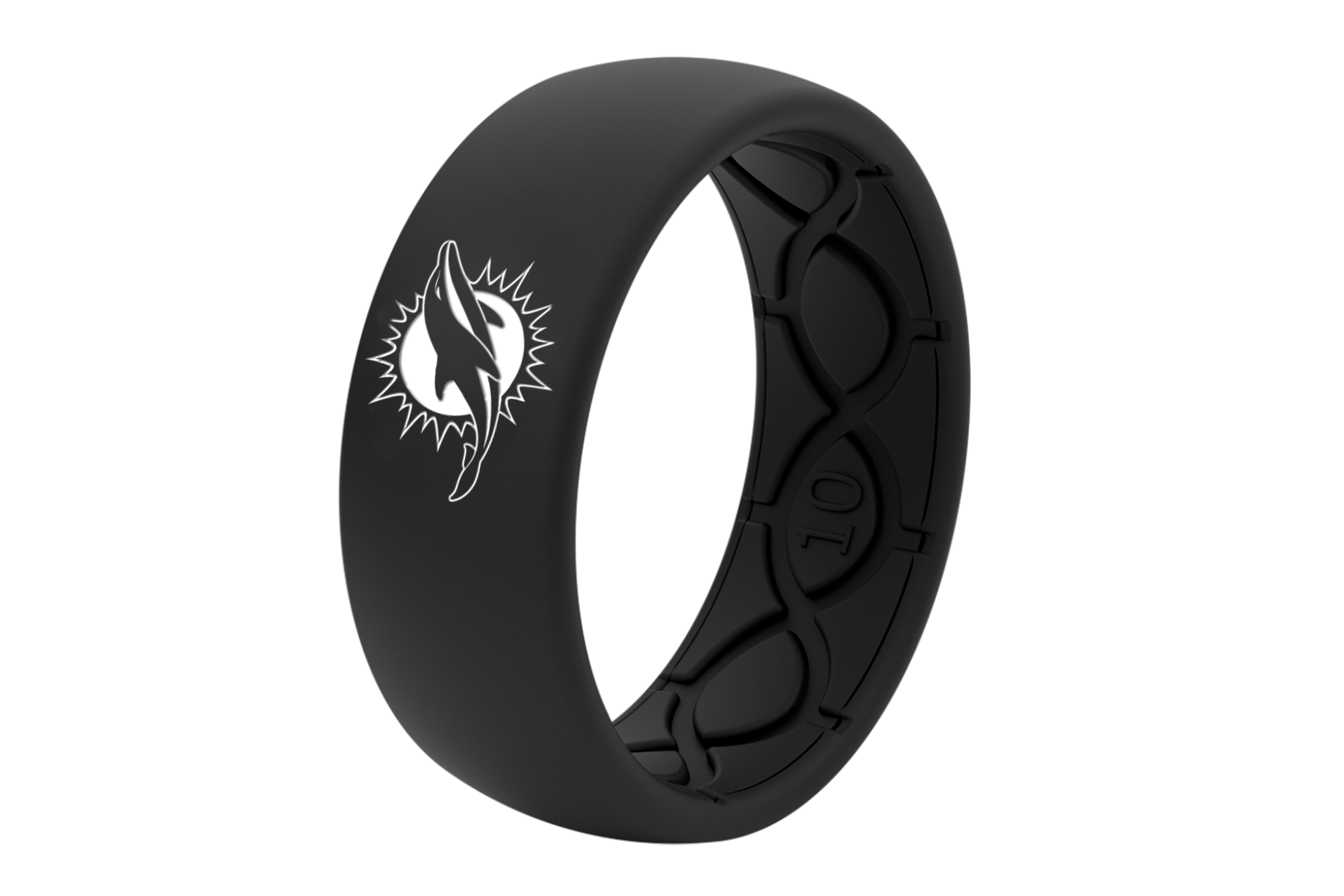 Original NFL Miami Dolphins Black - Groove Life Silicone Wedding Rings side view on the side