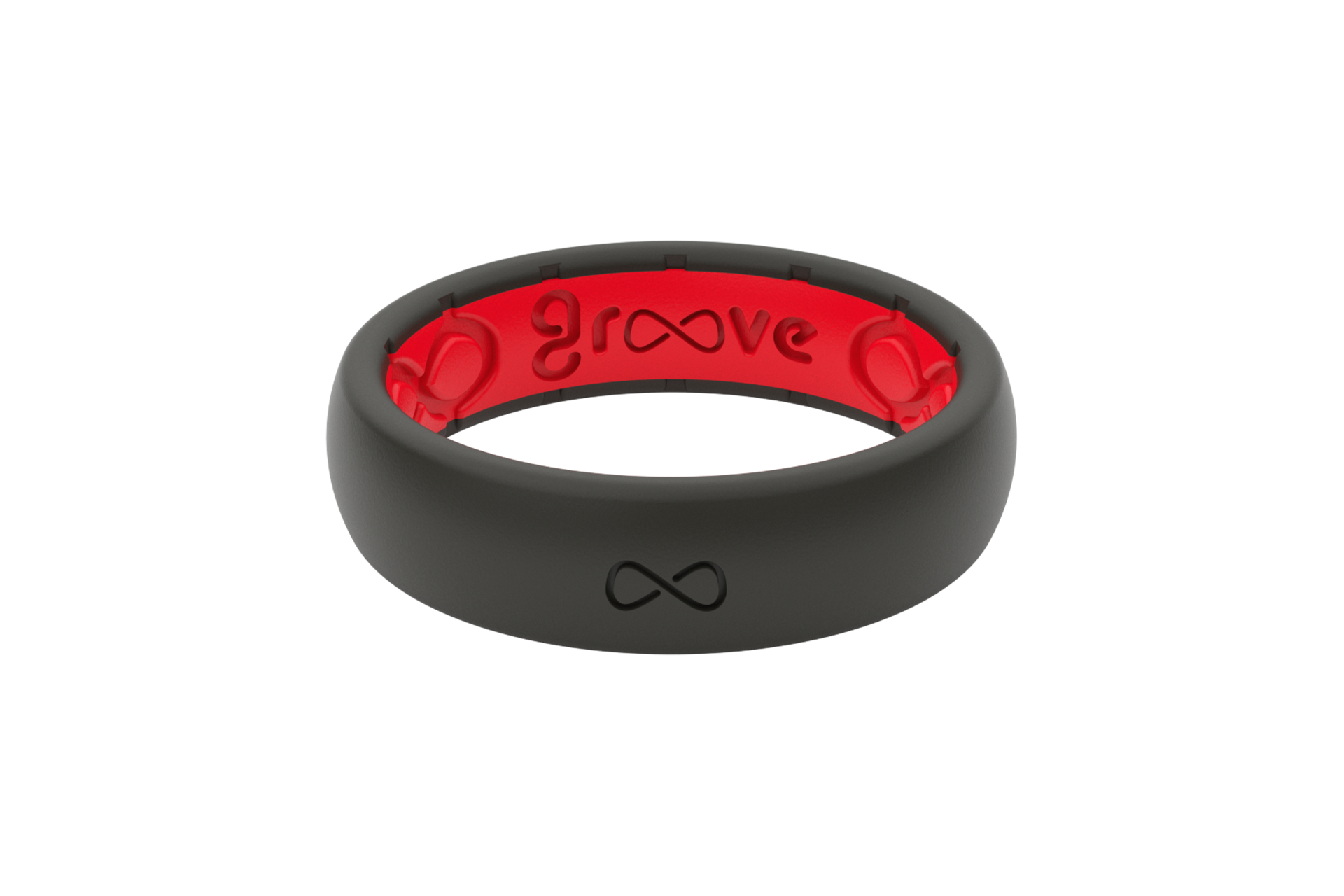 thin solid midnight black and red ring view 1 png